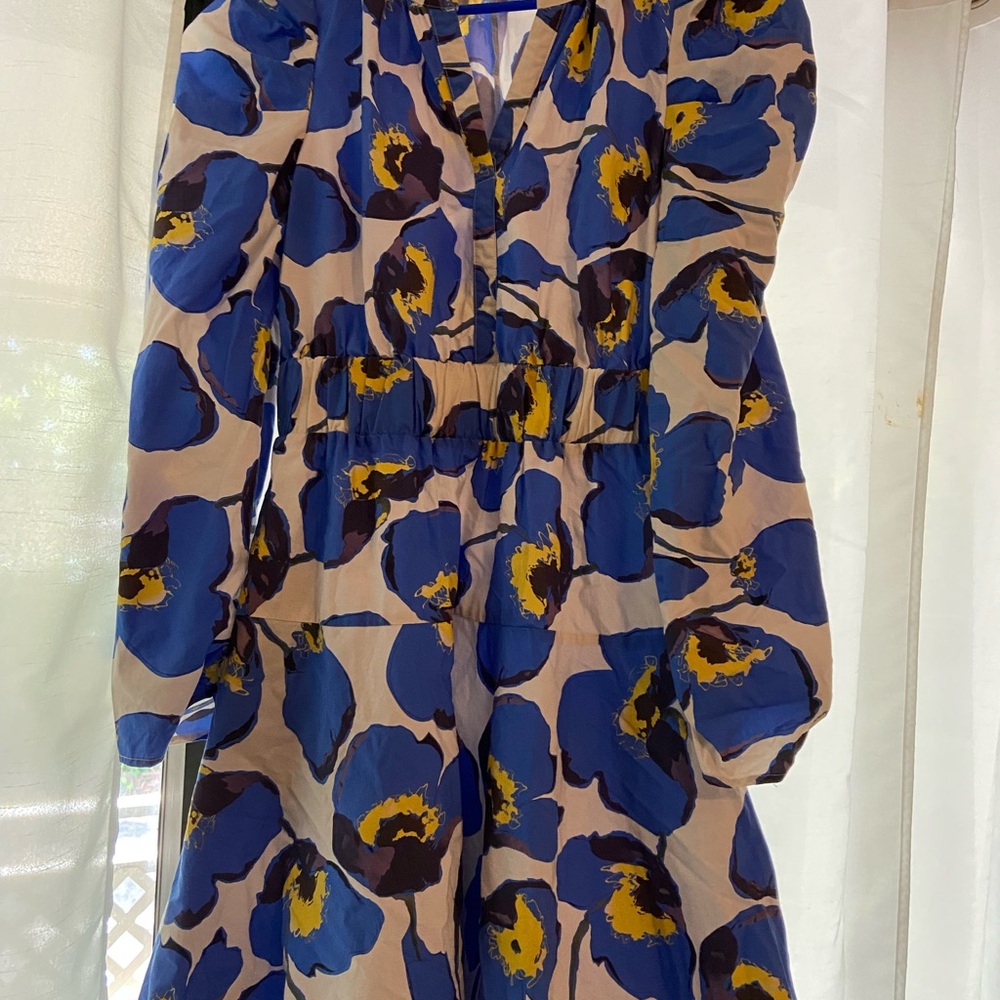 MELLODAY Blue and Yellow Floral Long Sleeve Dress